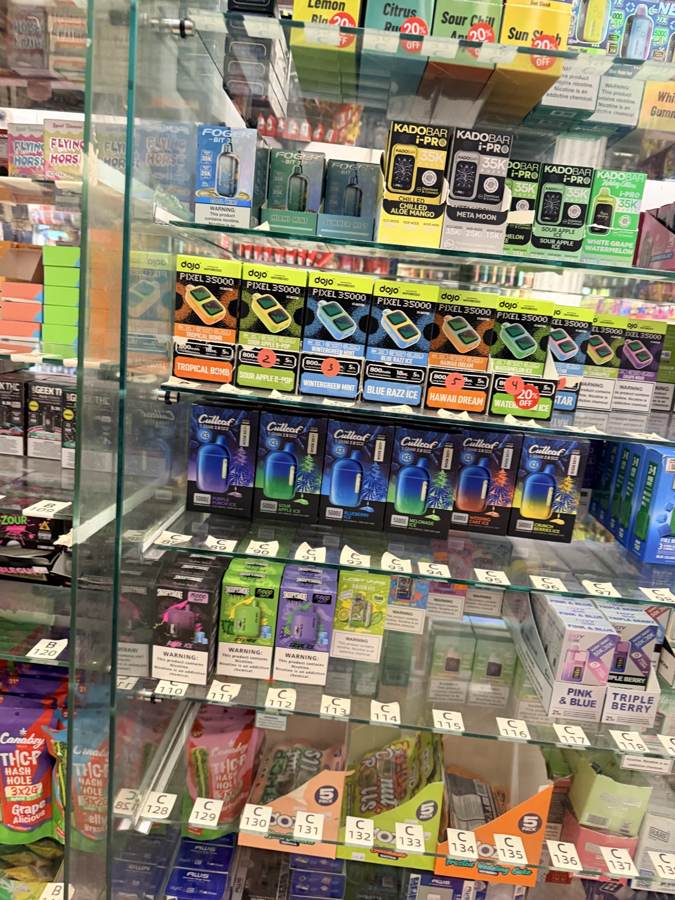 Vape cases behind the counter