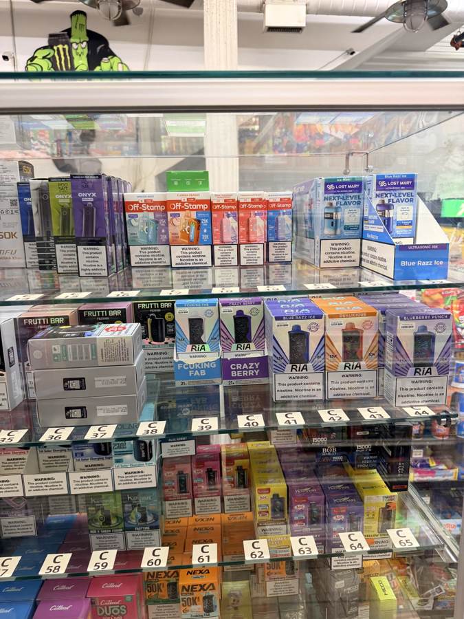 Vape cases behind the counter