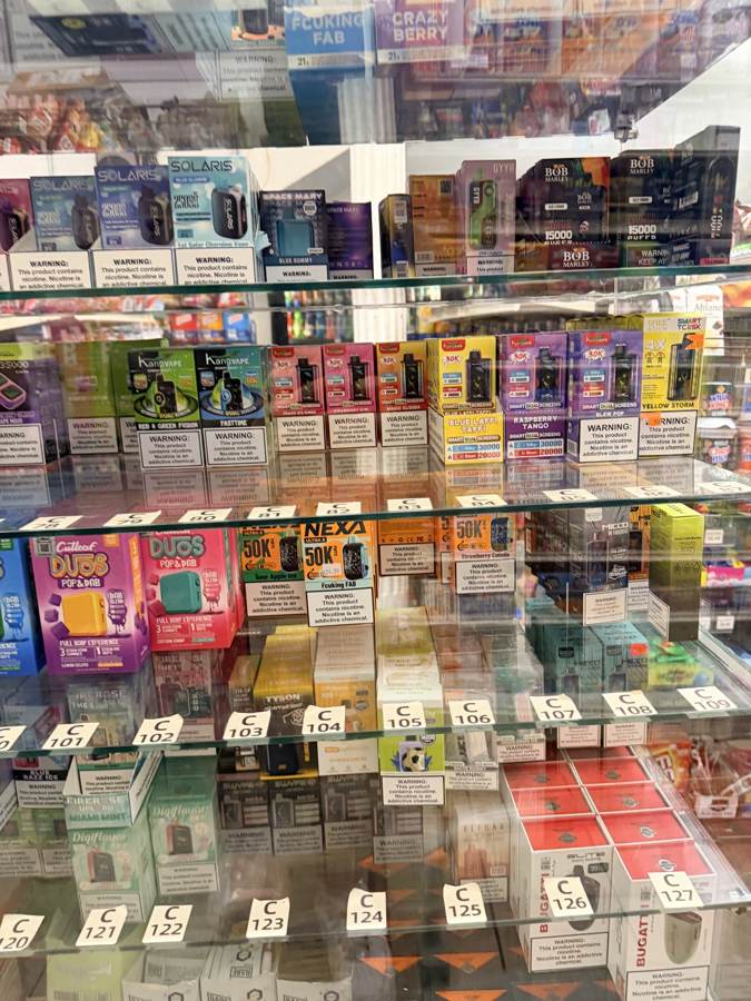 Vape cases behind the counter
