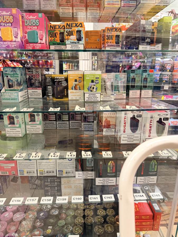 Vape cases behind the counter