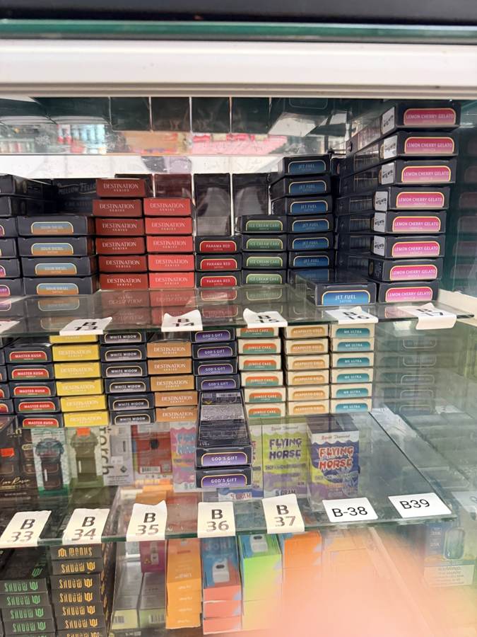 Vape cases behind the counter