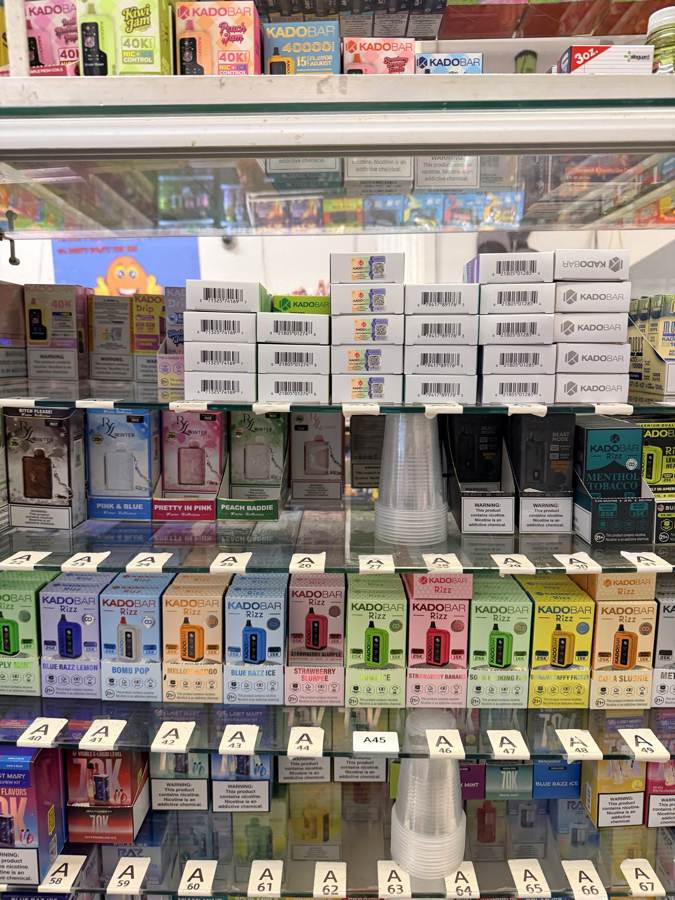 Vape cases behind the counter