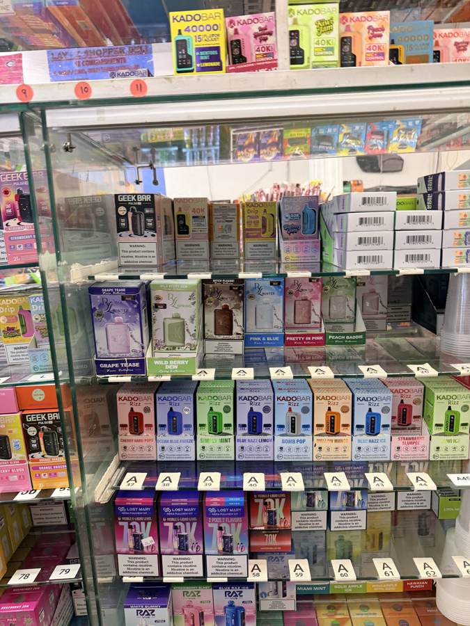Vape cases behind the counter