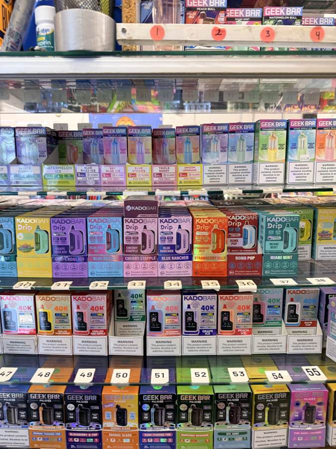 Vape cases behind the counter