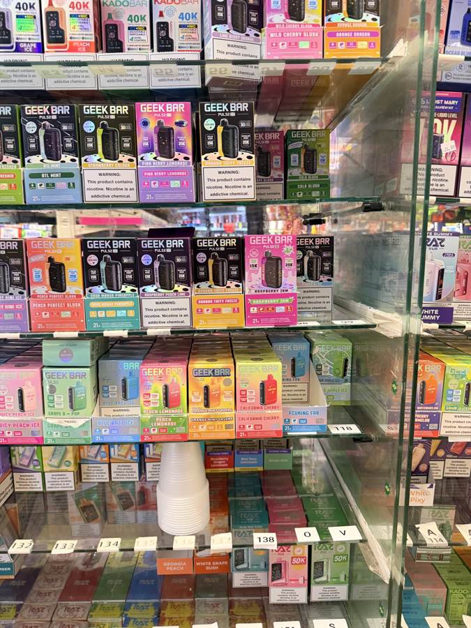 Vape cases behind the counter