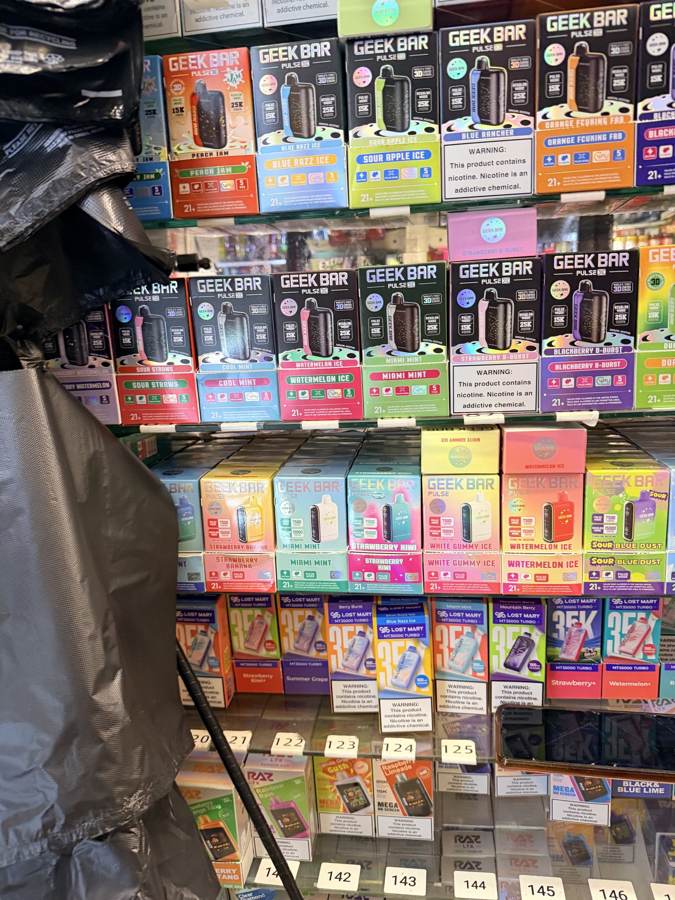 Vape cases behind the counter