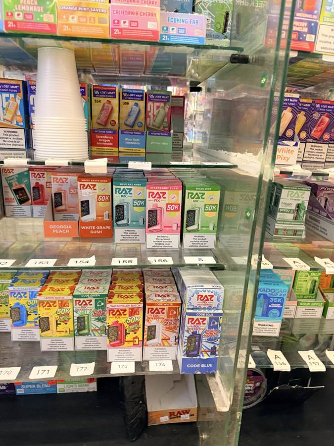 Vape cases behind the counter