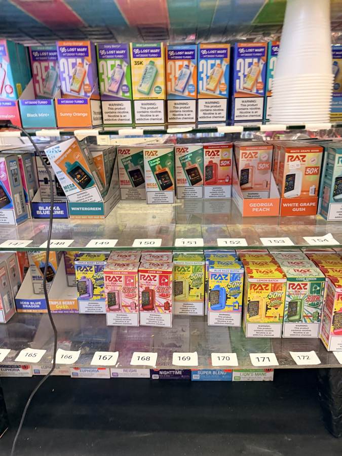 Vape cases behind the counter
