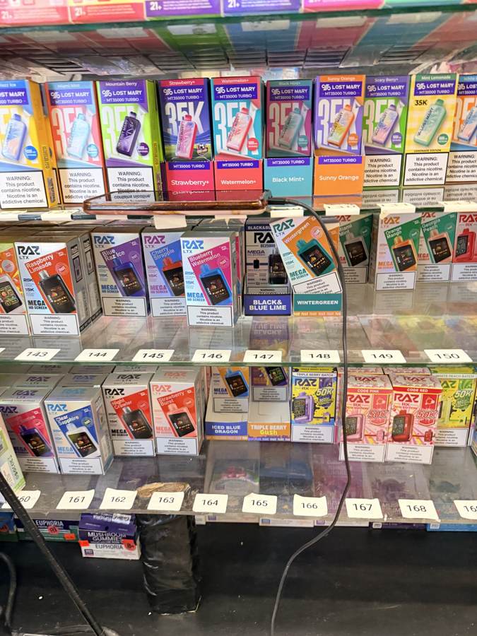 Vape cases behind the counter