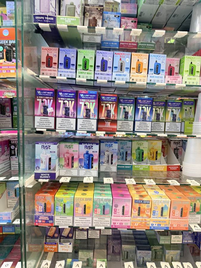 Vape cases behind the counter