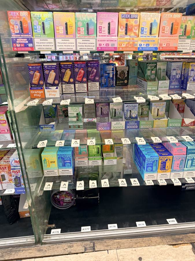 Vape cases behind the counter