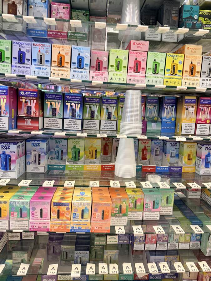 Vape cases behind the counter