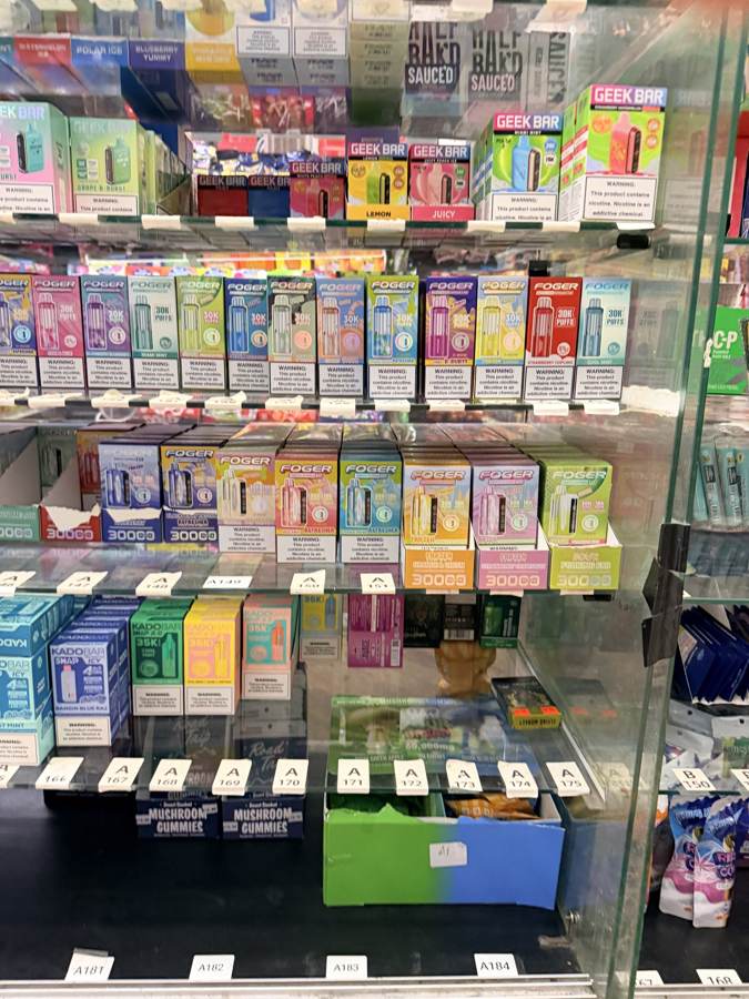 Vape cases behind the counter