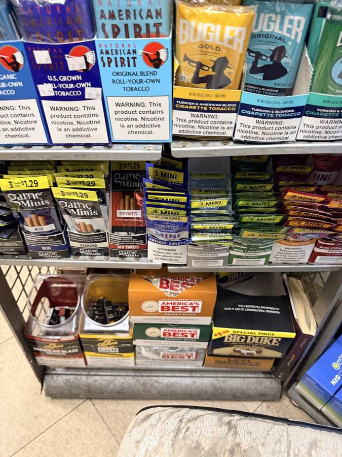 Cigarettes and cigars behind the counter