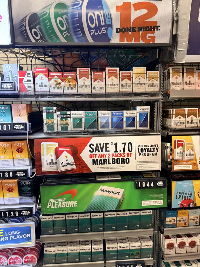 Cigarettes and cigars behind the counter