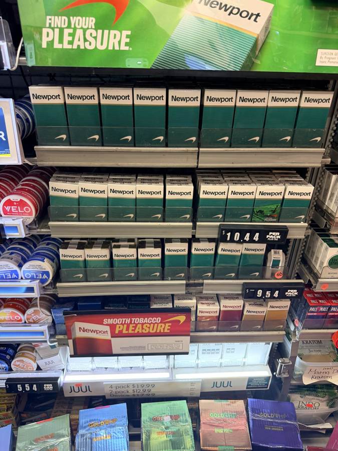 Cigarettes and cigars behind the counter