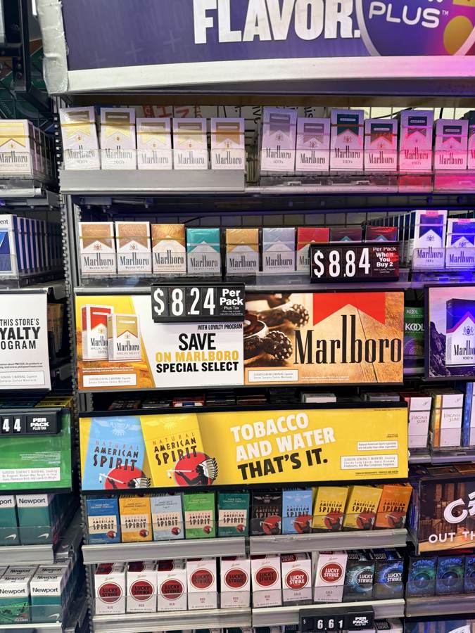 Cigarettes and cigars behind the counter