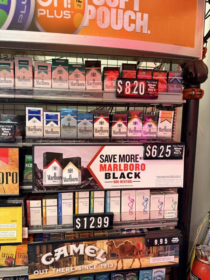 Cigarettes and cigars behind the counter