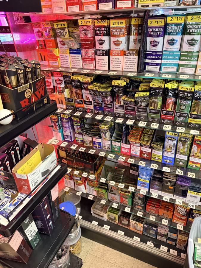 Cigarettes and cigars behind the counter